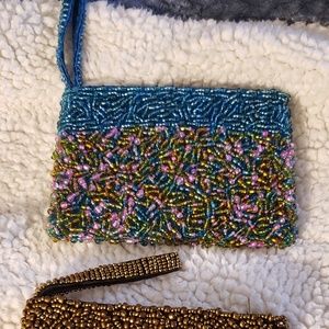 Set of 2, seed bead wristlet wallets